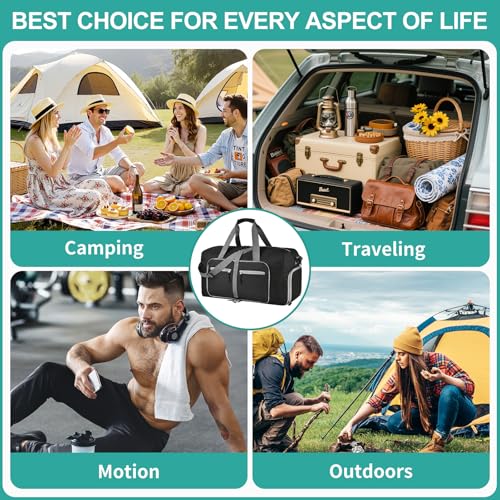 Dimayar 65L Foldable Duffle Bag for Travel, Lightweight Weekender Bags - color: Black, size: 65L
