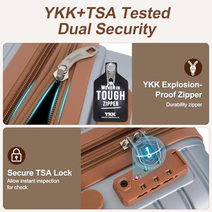 Romswi 30" Hardside Checked Luggage, Large Checked Suitcase with Dual 360° Spinner Wheels,Hardshell Suitcase with TSA Lock,YKK Zipper, Scratch-Resistant Silver - color: Silver, size: 30 Inch