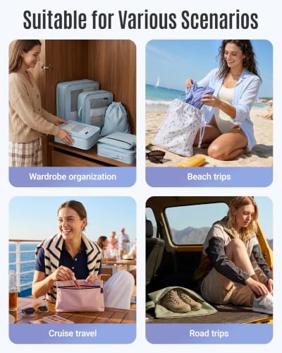 LIGHT FLIGHT 8 Set Packing Cubes for Travel, Cruise Ship Travel Essentials - color: Candy Pink