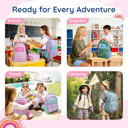 mommore Kids Backpack Set Kindergarten School Bookbag for Boys Girls 4-8 - color: A-rainbow Print