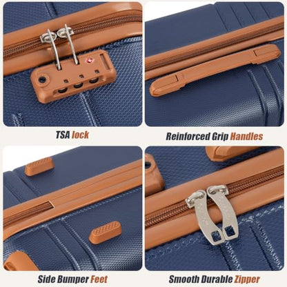 Cosbarn Luggage Sets 5 Piece, Hardshell Suitcase with Spinner Wheels - color: PorscheBlue