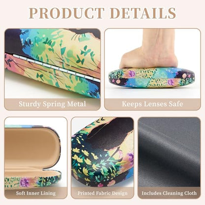 WOZEAH Eyeglasses Case Hard Shell, Protective Glasses Case for Women Men, Portable Eyeglass Holder Box with Cleaning Cloth - color: Cat3