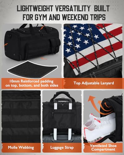 Gonex 45L 3-in-1 Duffel Bag for Gym & Travel - color: Black, size: 45L
