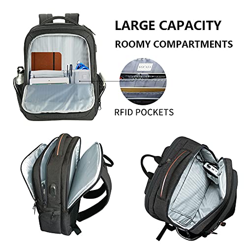 KROSER Laptop Backpack Computer Backpack 17.3 Inch for Men-Charcoal Black - color: Charcoal Black