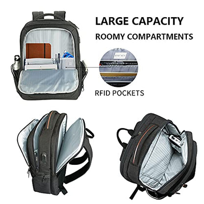 KROSER Laptop Backpack Computer Backpack 17.3 Inch for Men-Charcoal Black - color: Charcoal Black