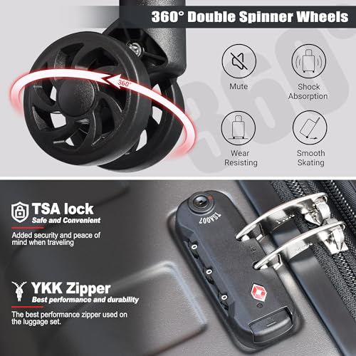 KEYTANG Zebra Luggage Sets 3 Piece, 20" Carry On Luggage with Spinner Wheels, Hardside Business Travel Suitcase Set with TSA Lock, Lightweight Suitcase,20/24/28 inch,Grey - color: Grey, size: 555-3PCS