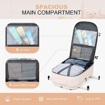 Maelstrom Travel Backpack for Men Women, 17.3" Laptop with Shoe Compartment - color: Beige, size: 17.3 inch upgraded