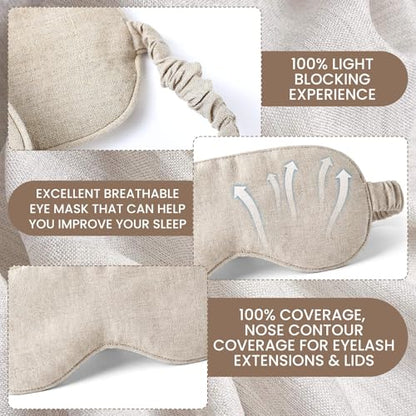 1 Set Pure Linen Sleep Mask Organic Cotton Eye Cover Gift,Linen - color: Linen