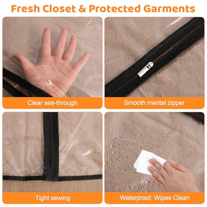 12 Pack Clear Garment Bags, 24 x 40 In Clothes Covers For Suits & Coats - color: Full Clear with Black Edge, size: 40in *12
