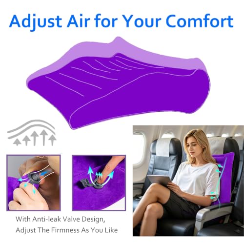 Inflatable Lumbar Pillow for Airplane Travel, S-Curve Lumbar Support Pillow