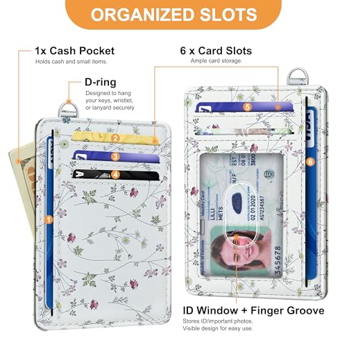 SEAVILIA Small Credit Card Holder for Women, Slim RFID Blocking Wallet - color: Floral