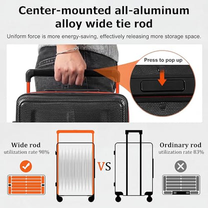 2 Piece Luggage Sets(20/26in) Wide Handle Hardshell Luggage - color: Black, size: 2-Piece Set (20"/26'')