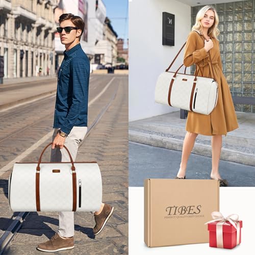 Convertible 2-in-1 Garment Bags for Travel with Waterproof Shoe Compartment - color: White