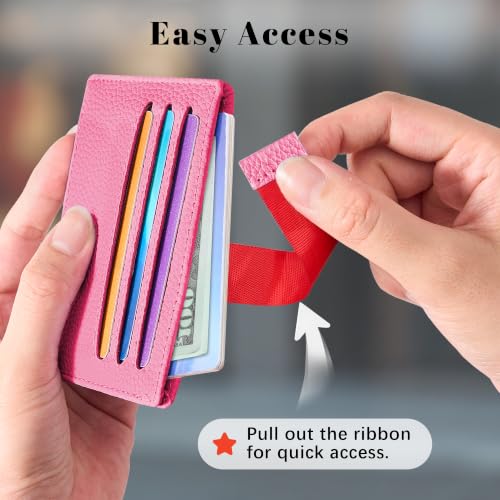 Airkit Small Slim ID Case, Womens Credit Card Holder Wallet, RFID Sleeve - color: Vibrant Pink