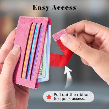 Airkit Small Slim ID Case, Womens Credit Card Holder Wallet, RFID Sleeve - color: Vibrant Pink