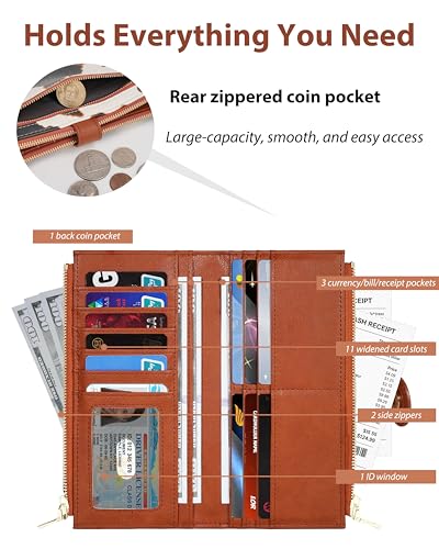 Cow Women's Slim Wallet,Thin RFID Card Holder with Zipper Pocket - color: Brown Cow, size: Bifold