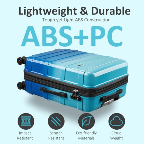 Carry on Luggage 22x14x9 Airline Approved, Expandable - color: Ocean, size: S (20 In Carry-on)