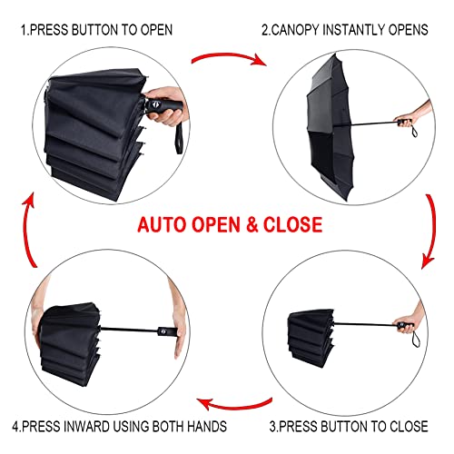 NPCQUN Travel Essentials Umbrella Windproof Compact Collapsible Light, Automatic, Strong and Portable, Wind Resistant Folding Small Umbrella for Rain - color: Lucite