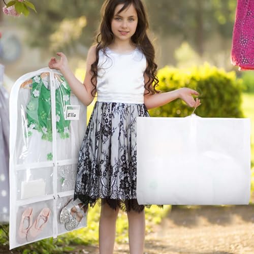 Syeeiex 40 Inch Clear Dance Costume Garment Bag, White, 5 Pack - color: Clear White, size: 5 Pack