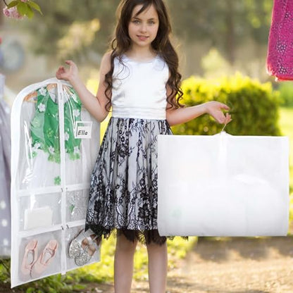 Syeeiex 40 Inch Clear Dance Costume Garment Bag, White, 5 Pack - color: Clear White, size: 5 Pack
