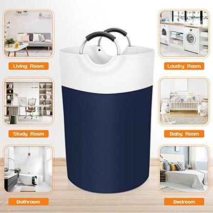 BlissTotes 75L Laundry Basket, Freestanding Collapsible Hamper, Blue - color: Blue, size: 75L