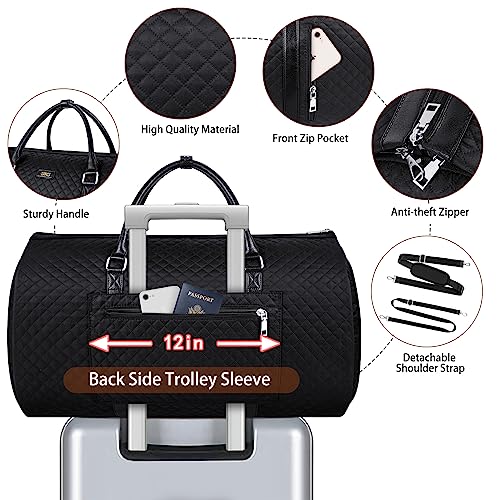 Convertible 2-in-1 Garment Bags for Travel with Waterproof Shoe Compartment - color: C-black Diamond