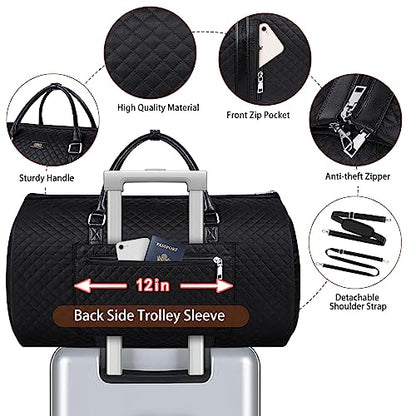 Convertible 2-in-1 Garment Bags for Travel with Waterproof Shoe Compartment - color: C-black Diamond