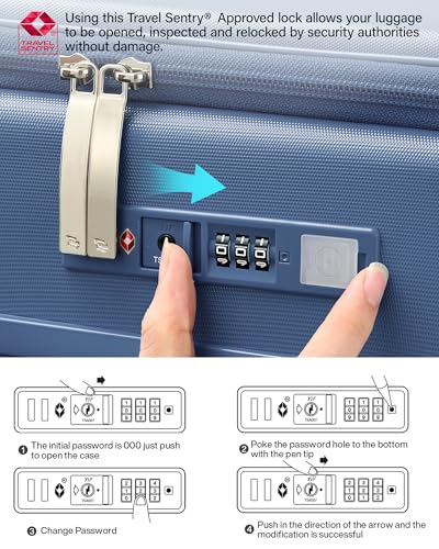 Hanke 28 Inch Expandable Checked Luggage, Large Trunk Luggage - color: Interstellar Blue, size: Expandable 28 Inch