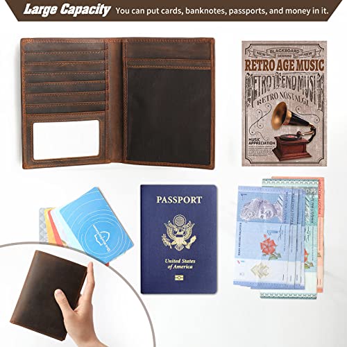 Jack&Chris Leather Passport Holder RFID Blocking Passport Travel Wallet Cover Case for Men Women Brown JC17 - color: JC17-Red Brown