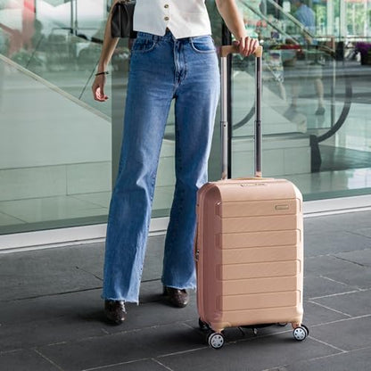 Traveler's Choice Pagosa Hardshell Expandable Luggage with Spinner Wheels, Latte Beige, 22-Inch Carry-on - color: Latte Beige, size: 22-Inch Carry-on