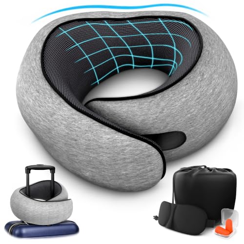 Travel Neck Pillows for Airplanes, 4-in-1 Set, 360° G-Shape