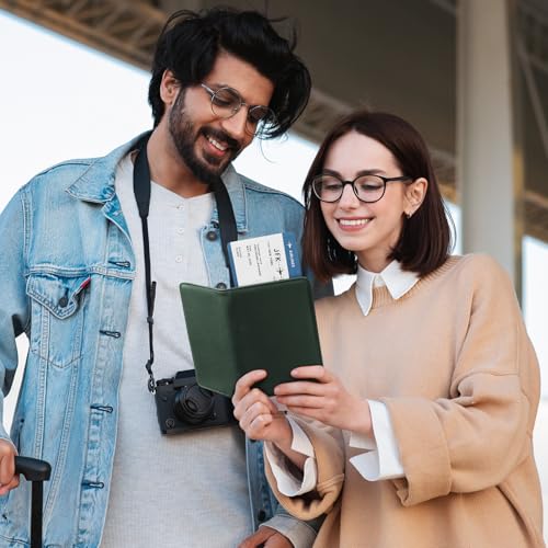 VULKIT Passport Holder For Travel With Magnetic Closure RFID Blocking Travel Wallet Passport Book Cover Boarding Pass Holder Travel Essentials - color: Nappa Olive