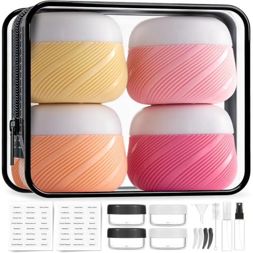 LitBear 19 Pack Travel Size Containers for Toiletries, TSA Approved | Leakproof, Refillable, 1oz, Silicone Containers, Cream Jars, Fine Mist Spray Bottles, Clear Bag, Shampoo, Lotion, Cosmetics - color: Pink