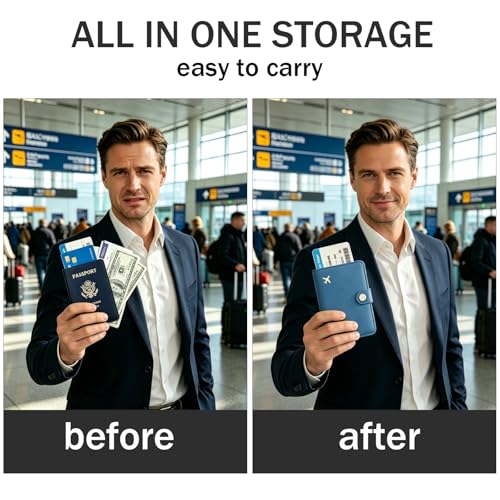ZOPPEN Passport Holder RFID Blocking Travel Wallet, Denim Blue - color: Denim Blue