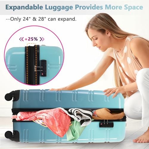 Merax 3-Piece Hardshell Luggage Set,Gradient Travel Suitcases,Blue+Multi - color: Gradient Blue, size: 3 Piece(20/24/28)