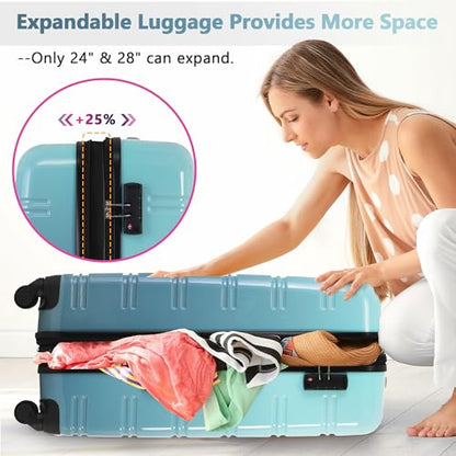 Merax 3-Piece Hardshell Luggage Set,Gradient Travel Suitcases,Blue+Multi - color: Gradient Blue, size: 3 Piece(20/24/28)