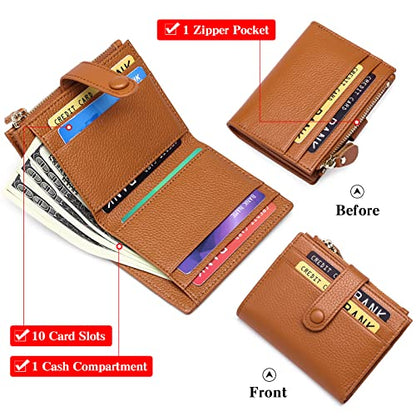 FALAN MULE Small Wallets for Women RFID Blocking Leather Womens Wallet - color: AQ-Earthy yellow
