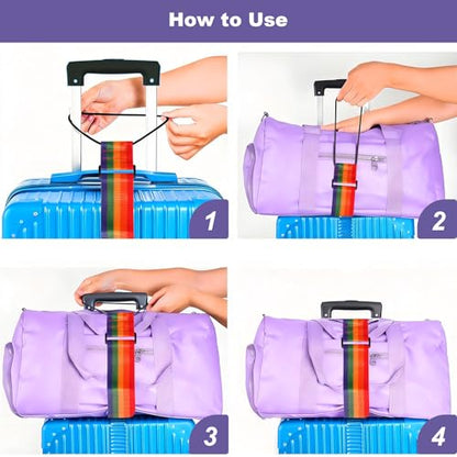 3pcs Luggage Straps Suitcase Adjustable Belt, Elastic Strap Belt Holding Bags Together, Add a Bag Easy to Travel Suitcase