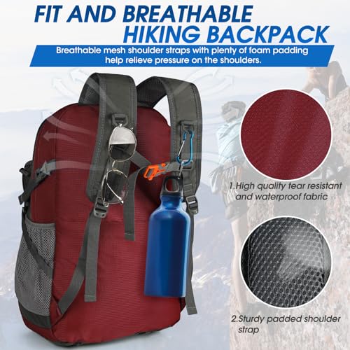 IGOLUMON Hiking Backpack 40L Packable Lightweight Camping Daypack Men Women - color: Red