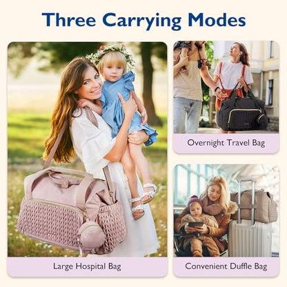 mommore Diaper Bag Tote Large Travel Baby Bag with Pacifier Case - color: Brown Taupe