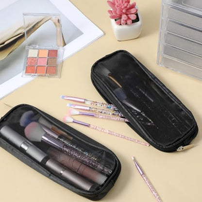 Molain 2 Pcs Mesh Makeup Brush Bag, Clear Travel Makeup Brush Holder