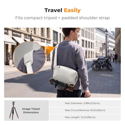 K&F CONCEPT 2 in 1 Camera Sling Bag, Everyday Shoulder Bag - color: 11 Off-White Medium