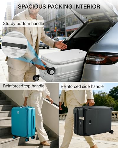 Hanke 20 Inch Expandable Carry On Luggage 22x14x9 Airline Approved - color: Smoke White, size: Expandable 20 Inch
