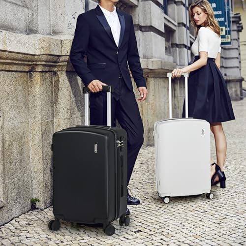 Hanke 28 Inch Large Checked Luggage, Hard Shell with TSA Lock & Wet Pocket - color: Jet Black, size: 28 Inch