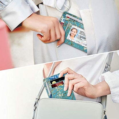 FINTIE Slim Front Pocket Wallet, RFID Blocking Credit Card Holder - color: Blossom