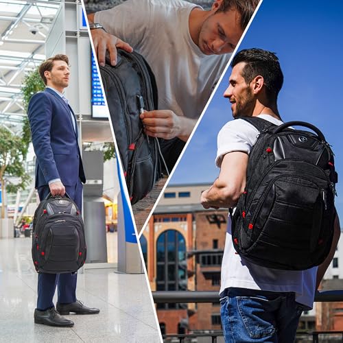 Swissdigital Design Travel Laptop Backpack for Men with TSA Friendly J14-BR - color: Black