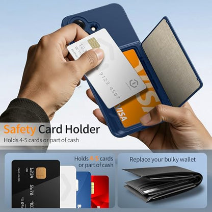 Oneagle Wallet for Samsung Galaxy S26 Case with Card Holder & Kickstand - color: Blue, size: Galaxy S26