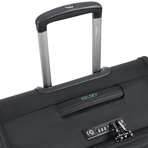 DELSEY PARIS Helium DLX Softside Expandable Luggage with Spinner Wheels, Black, Checked-Medium 25 Inch - color: Black, size: Checked-Medium 25 Inch