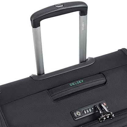 DELSEY PARIS Helium DLX Softside Expandable Luggage with Spinner Wheels, Black, Checked-Medium 25 Inch - color: Black, size: Checked-Medium 25 Inch