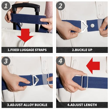 TOOVREN 2-in-1 Luggage Straps Add a Bag Bungees Travel Belt for Luggage Strap for Backpack Attachment Over Handle Carry On Bag Adjustable Elastic Suitcases Belt Travel Accessories Blue - color: Blue